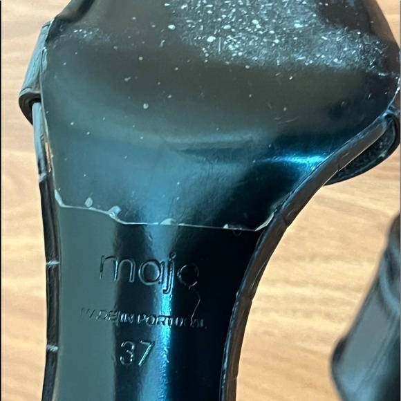 Maje Crocodile Embossed Buckle Heeled Sandals - Picture 11 of 13